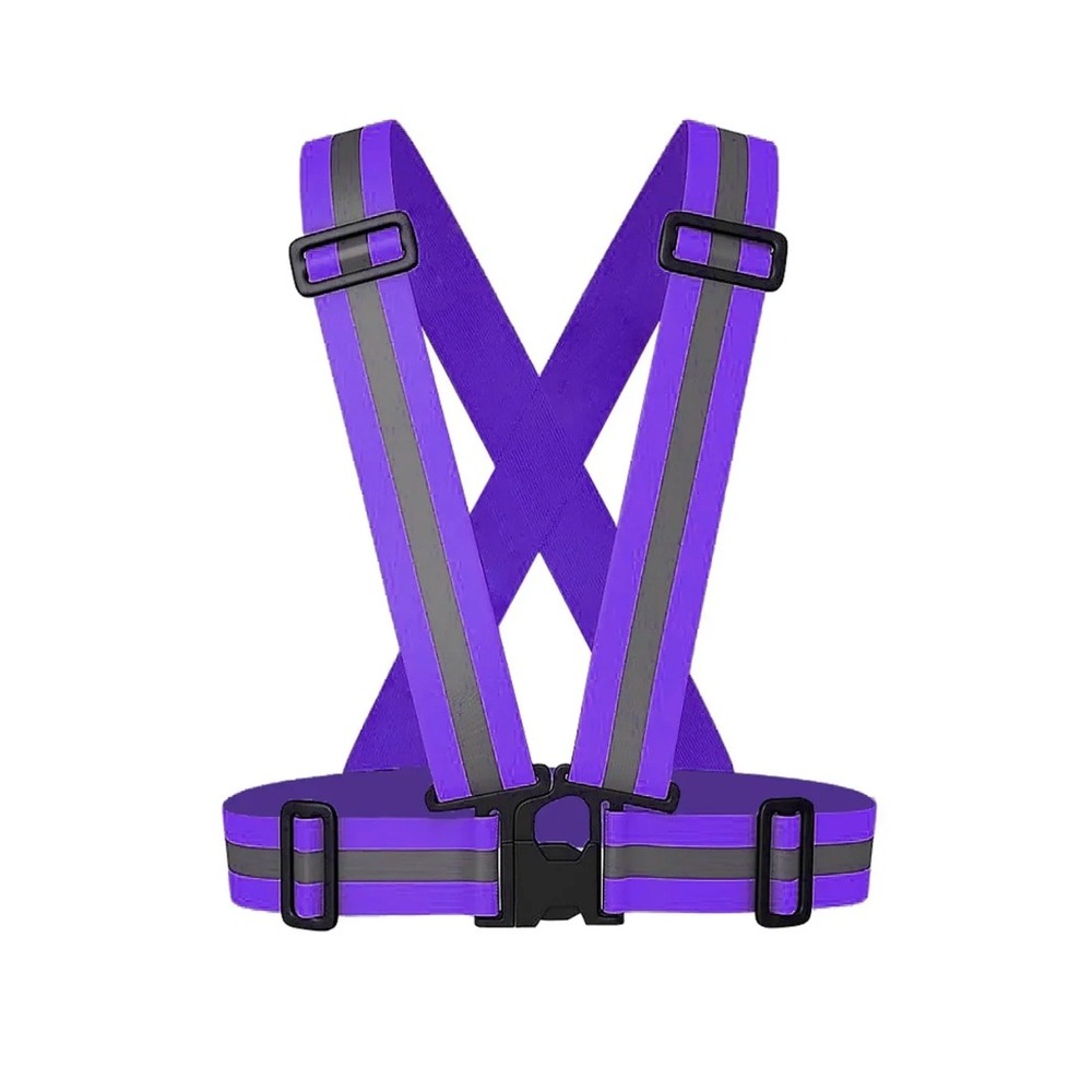 Purple Reflective Safety Vest Adjustable High Visibility Running Cycling Harness